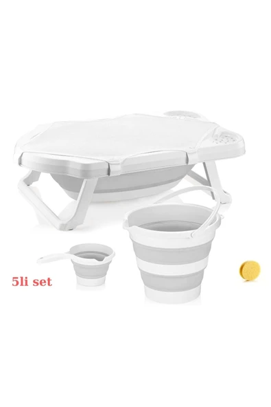 Bebek Yıkama Küvet Seti 5 Parça Sünger File Dahil ürün görseli 1