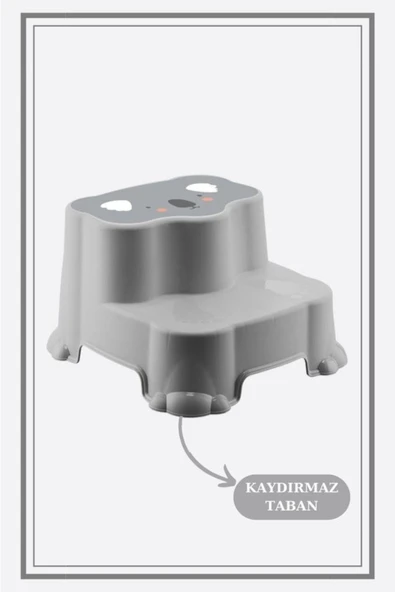 Kaydırmaz Çift Basamaklı Çocuk Taburesi Ve Kulplu Klozet Tuvalet Alıştırma Adaptörü 2'li Set - Resim 2