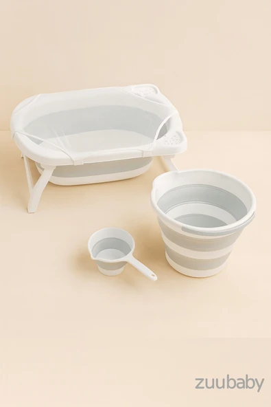 Bebek Küveti  Katlanır  Banyo Seti  Hediye Fileli - Resim 2