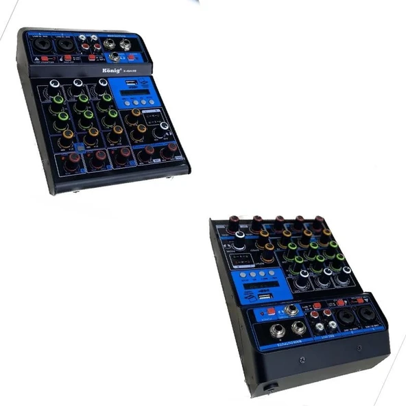 König K-400 USB Bluetooth Delay Repeat 4 Kanal 48V Phantom Mixer-Konsol - Resim 3