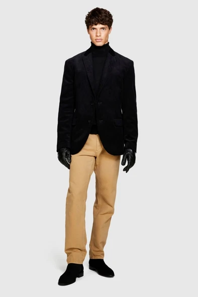 Yün Karışımlı Slim Fit Kazak Erkek Siyah Kazak - 323A11BAS200A - Resim 11