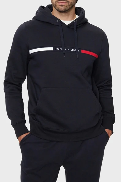 HILFIGER CHEST INSERT HOODY Erkek Mavi Kazak - MW0MW37361 ürün görseli 1
