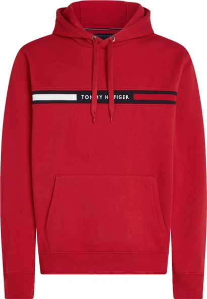 HILFIGER CHEST INSERT HOODY Erkek Kırmızı Sweatshirt - MW0MW37361 - Resim 5