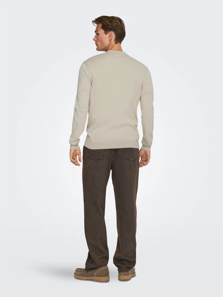 ONSWYLER LIFE REG 14 HALF ZIP POLO KNIT Erkek Gray Kazak - 22034225 - Resim 3