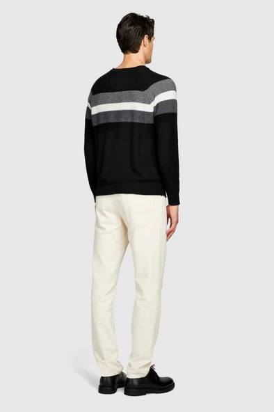 Çizgili Koton Karışımlı Kazak Erkek Renkli Kazak - 323A1198T102D - Resim 7