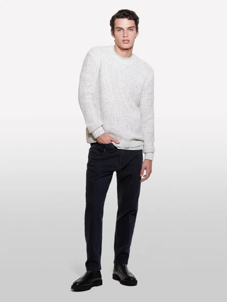 Yün Karışımlı Normal Kesim Ribanalı Bisiklet Yaka Kazak Erkek Siyah Mix Kazak - 324A10FES103Z ürün görseli 1