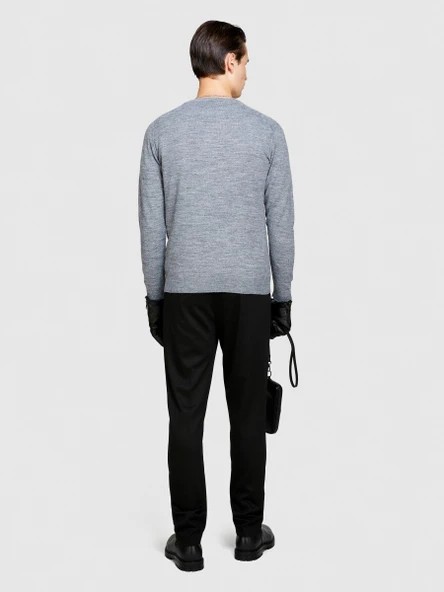 Yün Karışımlı V Yaka Kazak Erkek Siyah Kazak - 323A107GS102O - Resim 7