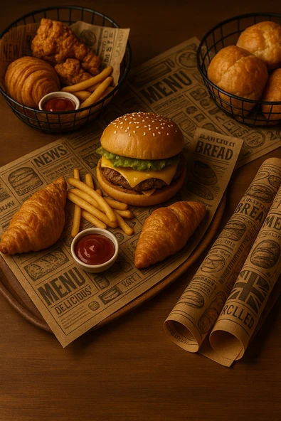 Özel Desenli Yağlı Kraft Servis Kağıdı - Sunum Kağıdı ürün görseli 1