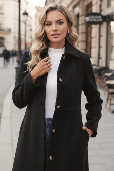 Dikiş Detaylı Tasarım Kaşe Kaban ürün görseli 1