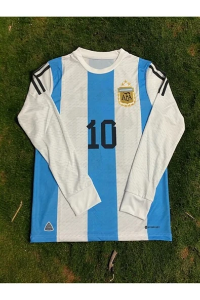 Uzun Koll Dünya Kupası Lionel Messi Arjantin Mavi Şampiyonlar Ligi Yetişkin Forması - Resim 2