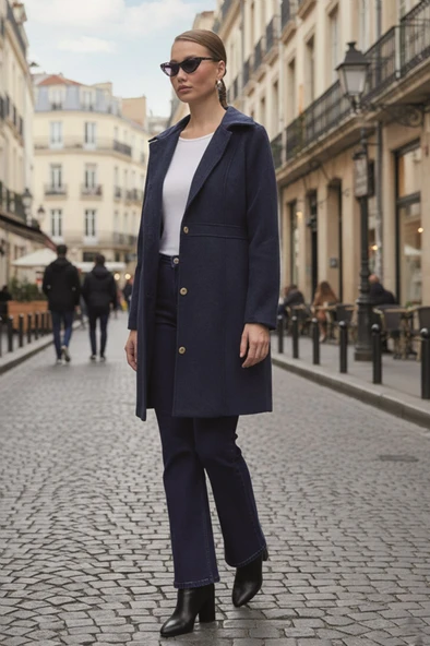 Dikiş Detaylı Tasarım Kaşe Kaban ürün görseli 1