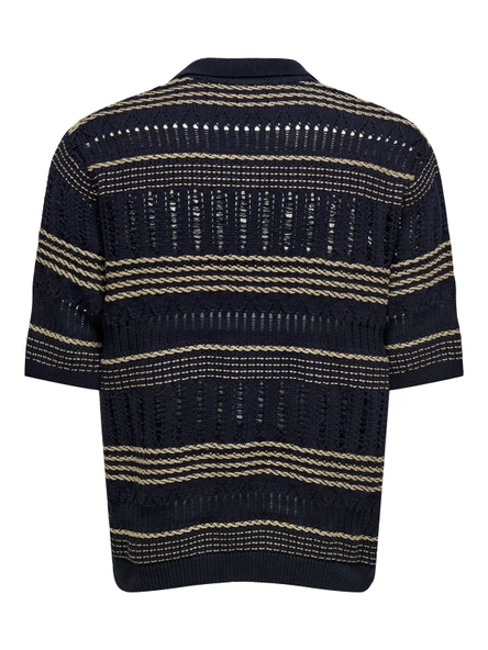 ONSKARLOS RLX SS RESORT POLO KNIT Erkek Mavi Kazak - 22033570 - Resim 2