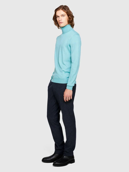 Sisley   Yün Karışımlı Slim Fit Kazak Erkek Yeşil Kazak - 323A11BAS200A - Resim 2