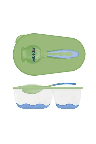 Bebedor 2 Bölmeli Tabak Ve Kaşık Seti 6+ Ay Yeşil ürün görseli 1