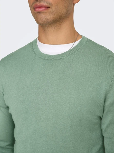 ONSWYLER LIFE REG 14 LS CREW KNIT NOOS Erkek Yeşil Kazak - 22020088 - Resim 6