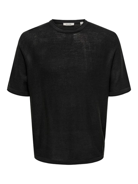 Only & Sons   ONSKALMAR RLX 12 SS CREW KNIT  Siyah Kazak - 22033561 ürün görseli 1
