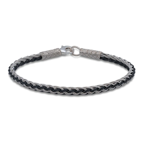 Gümüş İkili Örgü Kazaziye Bileklik ürün görseli 1