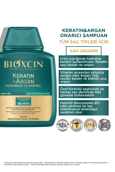 Bioxcin Keratin ve Argan Onarıcı Şampuan 300 ml - 3 Al 2 Öde - Resim 3