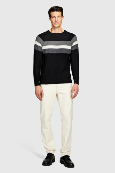 Çizgili Koton Karışımlı Kazak Erkek Renkli Kazak - 323A1198T102D - Resim 11