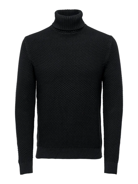 Onstuck 7 Roll Neck Knit Erkek Siyah Kazak - 22022595 ürün görseli 1