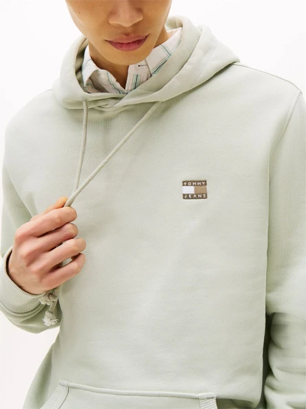 Tommy Hilfiger   TJM REG BADGE HOODIE EXT Erkek Yeşil Sweatshirt - DM0DM20258 - Resim 2