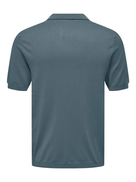 ONSWYLER LIFE REG 14 SS POLO KNIT NOOS Erkek Mavi Kazak - 22022219 - Resim 2