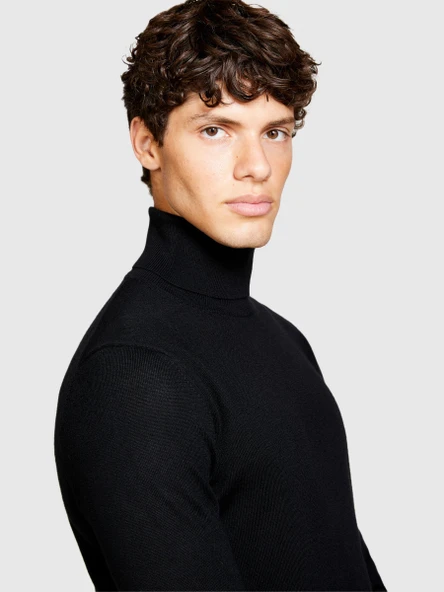 Yün Karışımlı Slim Fit Kazak Erkek Siyah Kazak - 323A11BAS200A ürün görseli 1