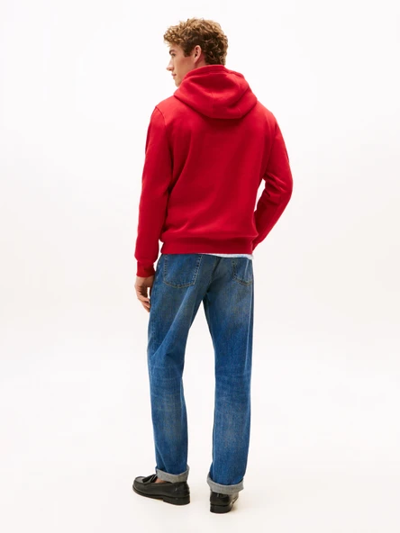 HILFIGER CHEST INSERT HOODY Erkek Kırmızı Sweatshirt - MW0MW37361 - Resim 4