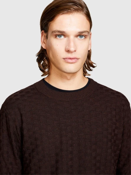 Yün Karışımlı Bisiklet Yaka Kazak Erkek Renkli Kazak - 323A107GS102Q - Resim 7