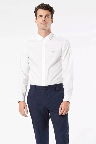 REFINED POPLIN PAPER WHITE Erkek Yeşil UK Gömlek - 28836 - Resim 2