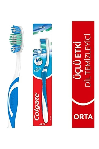 Colgate Extra Clean Dil Temizleyicili Arka Dişlere Uzanan Orta 3'lü Ekonomik Paket Diş Fırçası - Resim 2