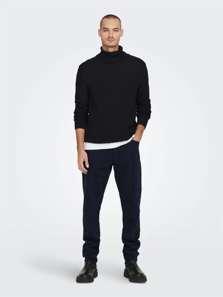 Onstuck 7 Roll Neck Knit Erkek Siyah Kazak - 22022595 - Resim 6