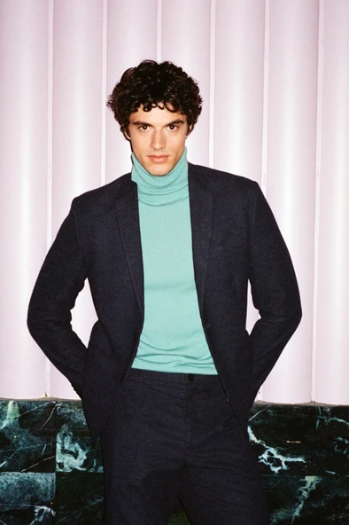 Sisley   Yün Karışımlı Slim Fit Kazak Erkek Yeşil Kazak - 323A11BAS200A - Resim 10