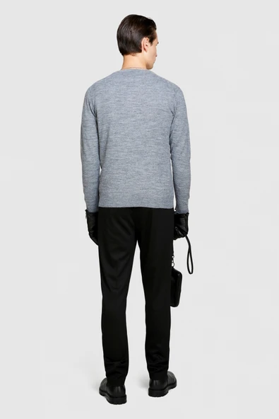 Yün Karışımlı V Yaka Kazak Erkek Siyah Kazak - 323A107GS102O - Resim 11