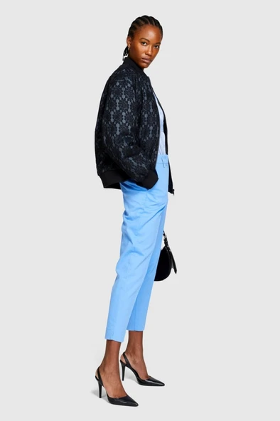 Yüksek Bel Dar Paça Pantolon Kadın Mavi Pantolon - 323A45G2LF03M - Resim 6