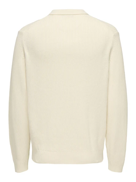 ONSLAW REG LS POLO KNIT FRML Erkek Beyaz Kazak - 22035031 - Resim 2