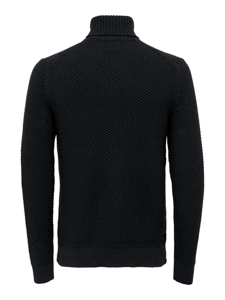 Onstuck 7 Roll Neck Knit Erkek Siyah Kazak - 22022595 - Resim 2