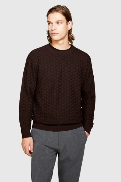 Yün Karışımlı Bisiklet Yaka Kazak Erkek Renkli Kazak - 323A107GS102Q - Resim 2