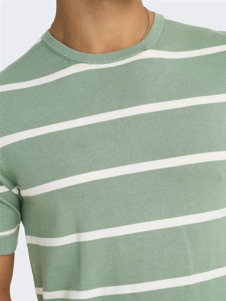 ONSWYLER LIFE REG 14 SS STRIPED KNIT Erkek Yeşil Kazak - OS22032764 - Resim 7