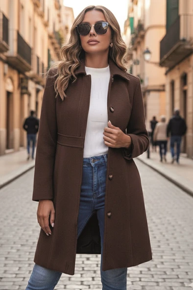 Dikiş Detaylı Tasarım Kaşe Kaban - Resim 3