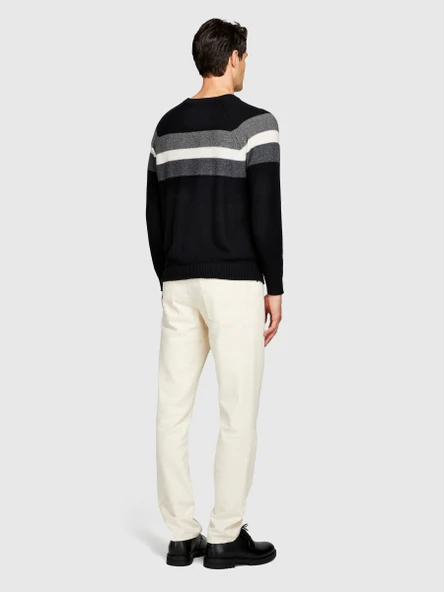 Çizgili Koton Karışımlı Kazak Erkek Renkli Kazak - 323A1198T102D - Resim 3