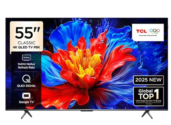 TCL 55P8K 4K Ultra HD 55" 140 Ekran Uydu Alıcılı Google Smart QLED TV ürün görseli 1