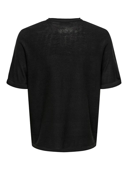 Only & Sons   ONSKALMAR RLX 12 SS CREW KNIT  Siyah Kazak - 22033561 - Resim 2
