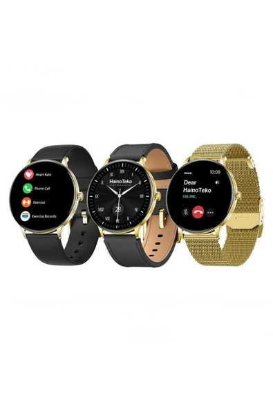 HainoTeko-27 Gümüş Akıllı Saat BT Görüşmeli, 3  Kordonlu AMOLED Ekran - Resim 3