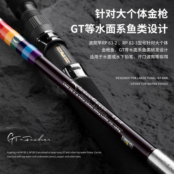 Ecooda GT-Fisher Rainbow 83 251cm 60-100g Popping Kamışı - Resim 5