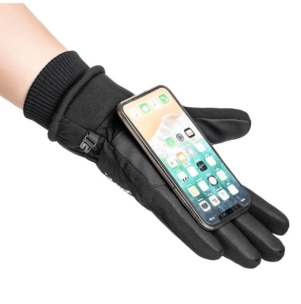 Su Geçirmez Kış Eldiveni 10 Parmak Dokunmatik, Kaymaz Avuç İçi, Soğuk Rüzgar Geçirmez Kayak Motosiklet Eldiveni Erkek Kadın - Resim 5