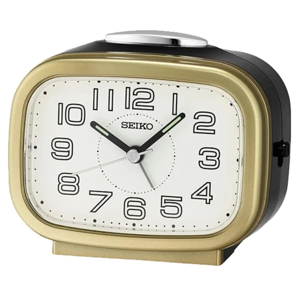 SEIKO QHK060G SESSİZ AKAR SANİYELİ FOSFORLU IŞIKLI ÇALAR MASA SAATİ ürün görseli 1