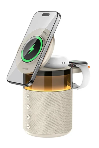 Fulltech FTS-9 5 İn 1 Arada Mıknatıslı Kablosuz Şarj Destekli Bluetooth 5.4 Hoparlör ve Gece Lambası ürün görseli 1