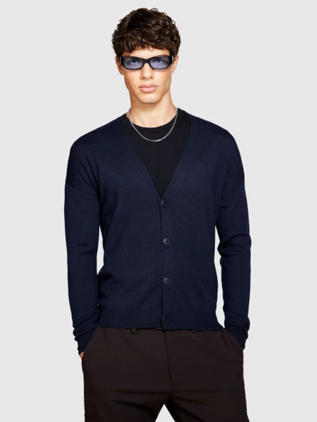 Sisley   Yün Karışımlı Hırka Erkek Renkli Hırka - 323A11BAS600J - Resim 2