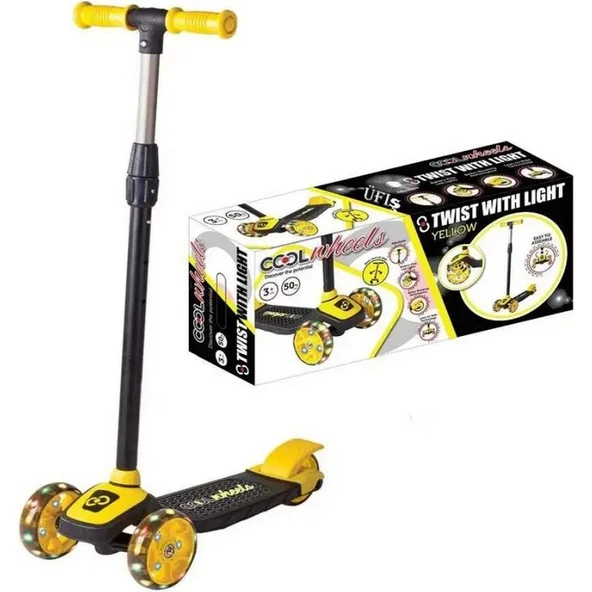 Cool Wheels Twist 3+ Işıklı Yüksekliği Ayarlanabilir  Scooter Sarı FR58925 - Resim 4